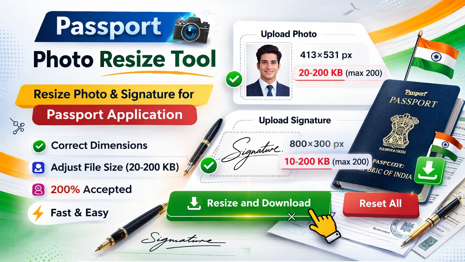 Passport Photo Resize Tool banner – 900×400 px placeholder