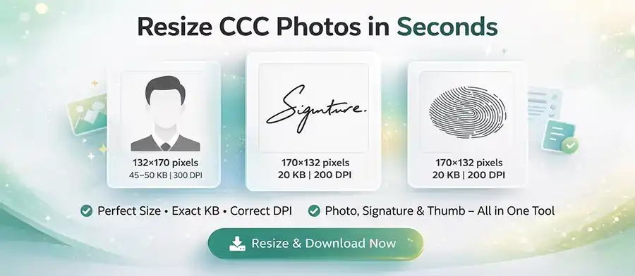 CCC Photo Resize Tool - Perfect Size, Exact KB, Correct DPI