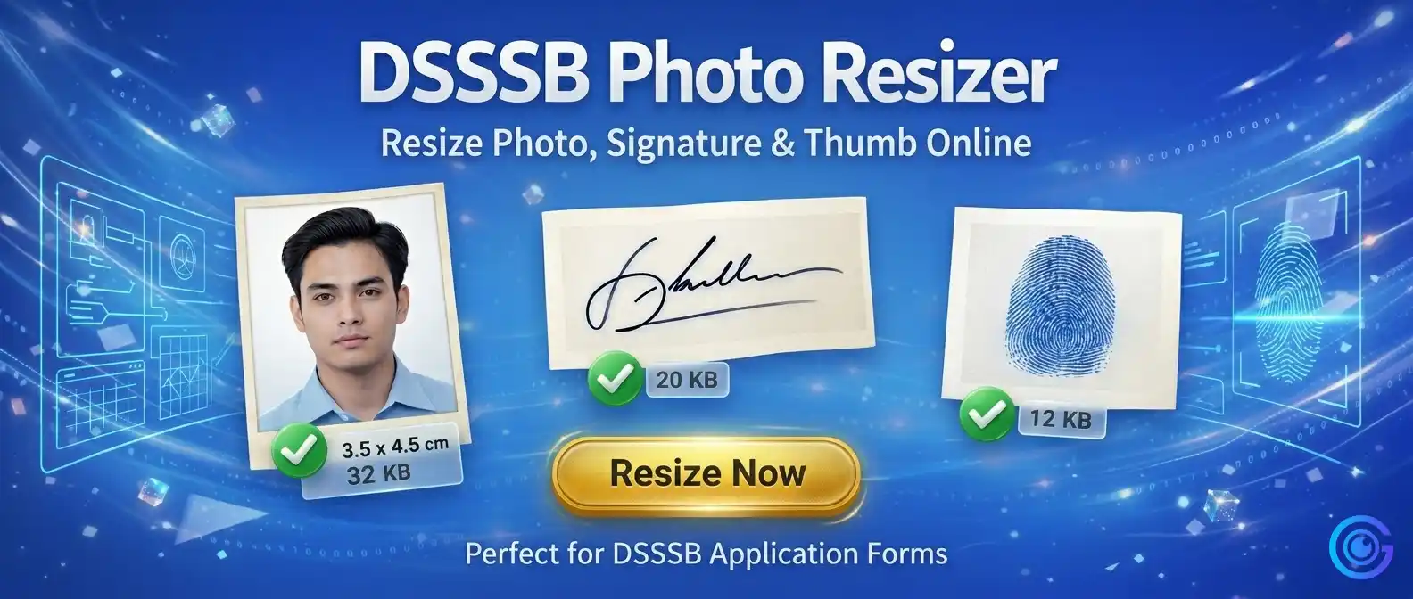 DSSSB Photo Resizer tool – resize photo, signature and thumb impression online free