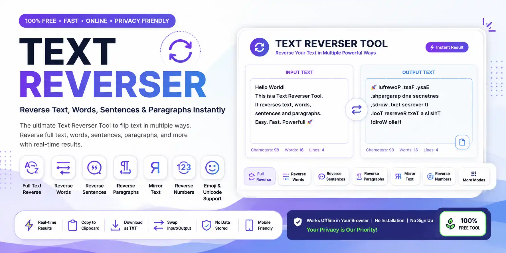 Text Reverser Tool - Reverse Text, Words, Sentences & Paragraphs Instantly