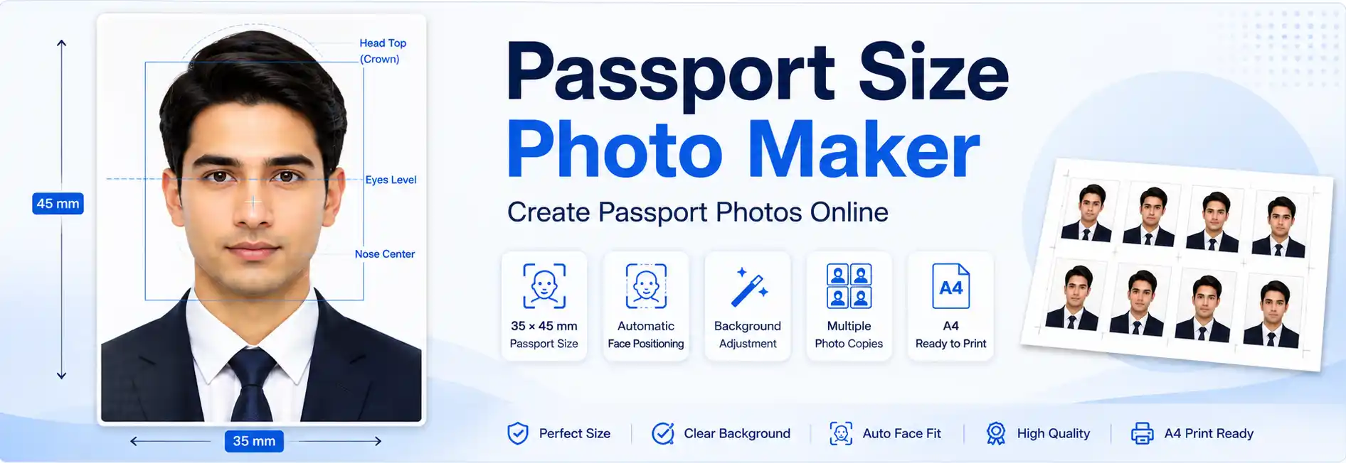 Passport Size Photo Maker Online - Create passport size photos free in your browser